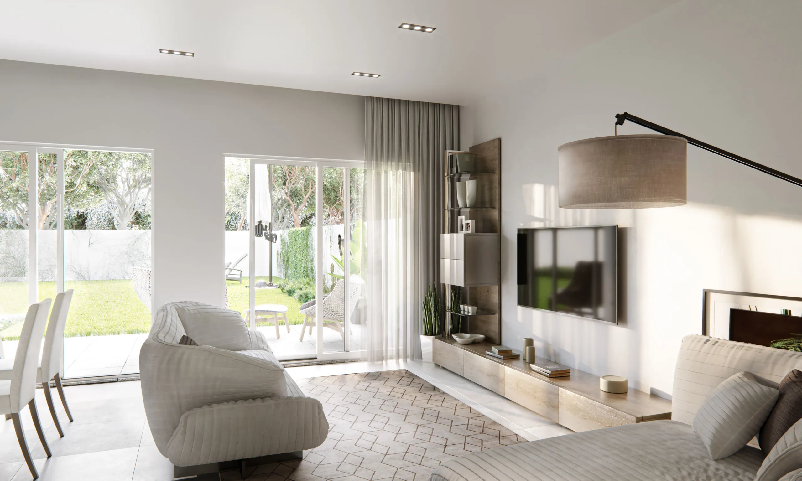 sala de estar con linterna grande